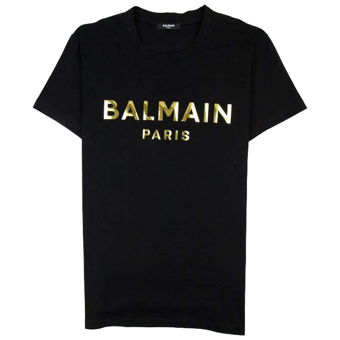 The Luxe Culture – Balmain Logo Gold Black Tee