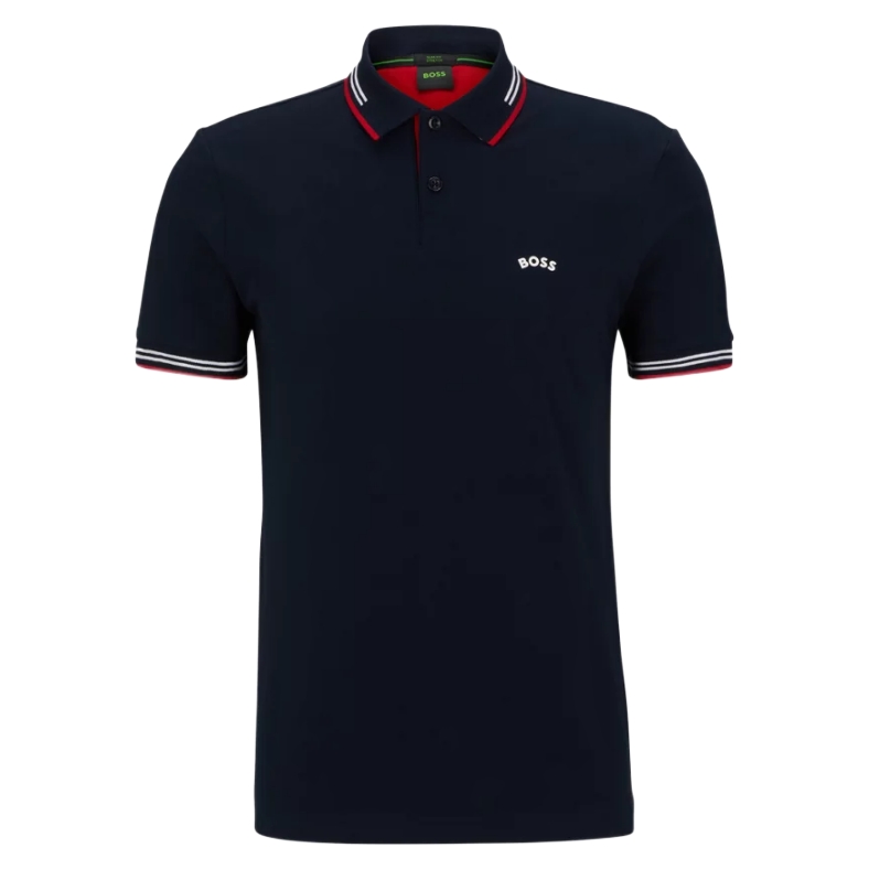 The Luxe Culture – Hugo Boss Curved Logo Dark Blue Polo